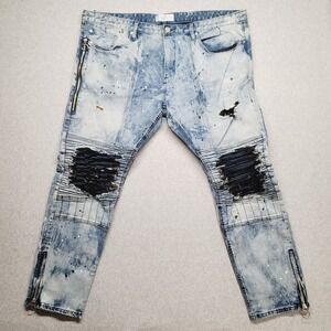 Mens VIDL Denim NIght Sky Lanky Chopper Blue Jeans‎ Sz 44 27H-168 Paint Splatter